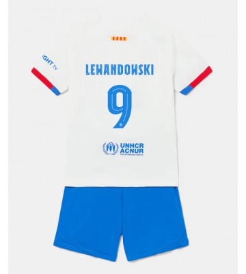 Barcelona Robert Lewandowski #9 Segunda Equipación Niños 2023-24 Manga Corta (+ Pantalones cortos)